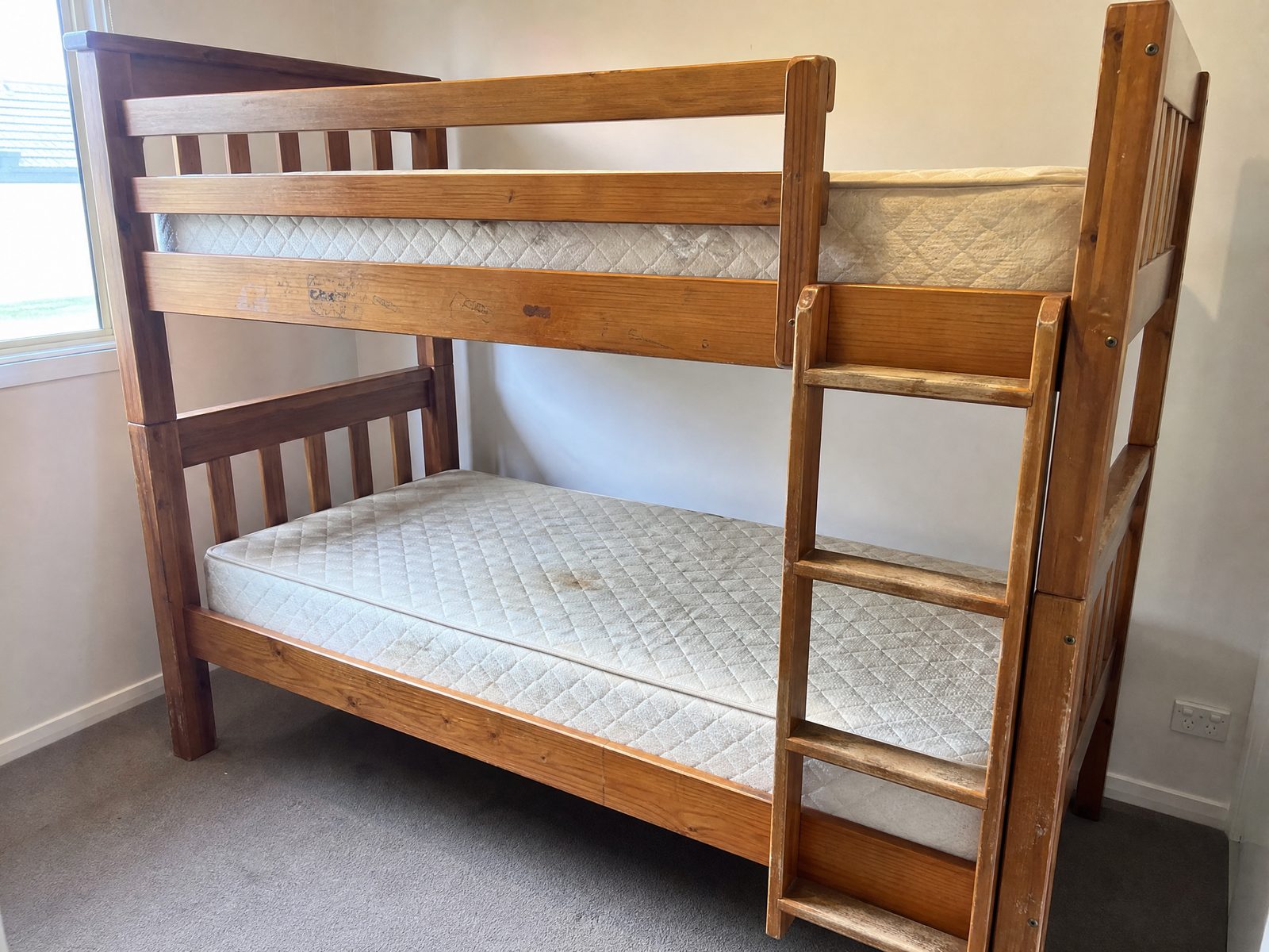 Bunk beds with mattresses
