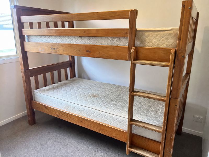 Bunk beds with mattresses